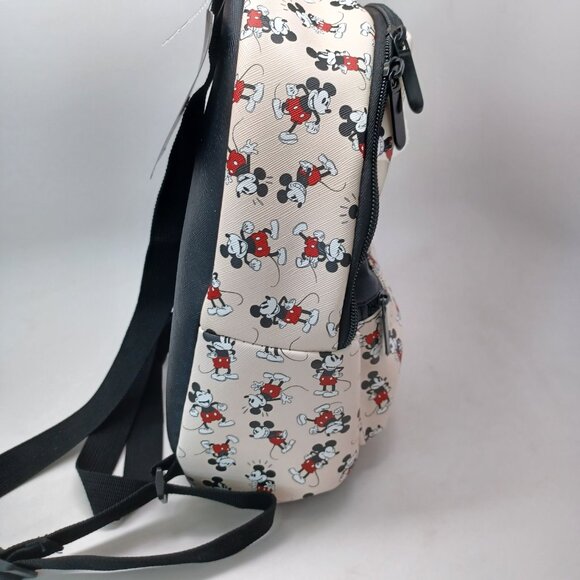 Disney Mickey Mouse Backpack BioWorld Cream Black Red Mini Bag NEW - Picture 11 of 16